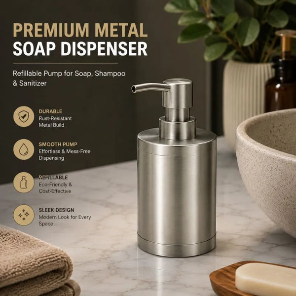 Premium Metal Soap Dispenser – Refillable Liquid Soap, Shampoo & Sanitizer Pump for Kitchen and Bathroom