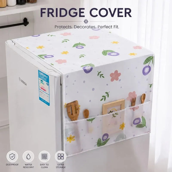 Fridge Top Cover with Storage Pockets - Waterproof, Dustproof