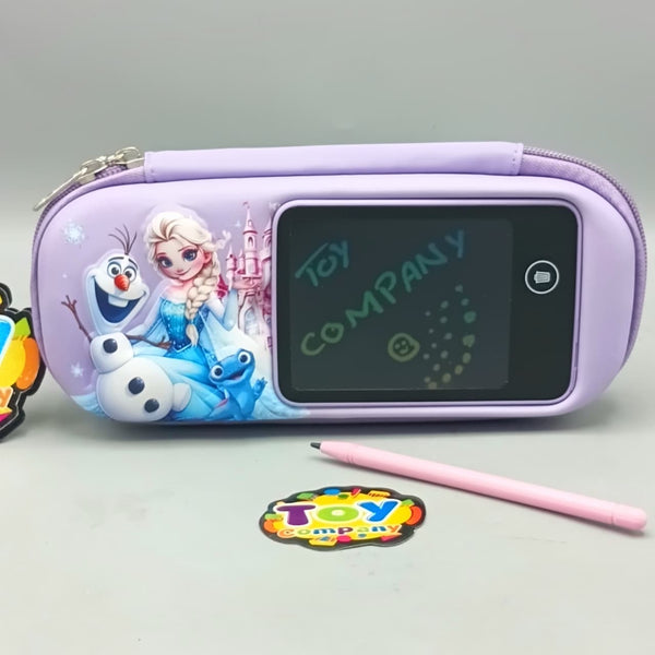 Frozen Themed Kids Pencil Pouch With LCD Writing Tablet