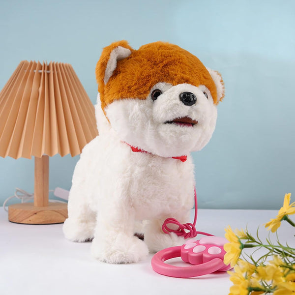 RC Realistic Plush Pomeranian Walking Dog With Music