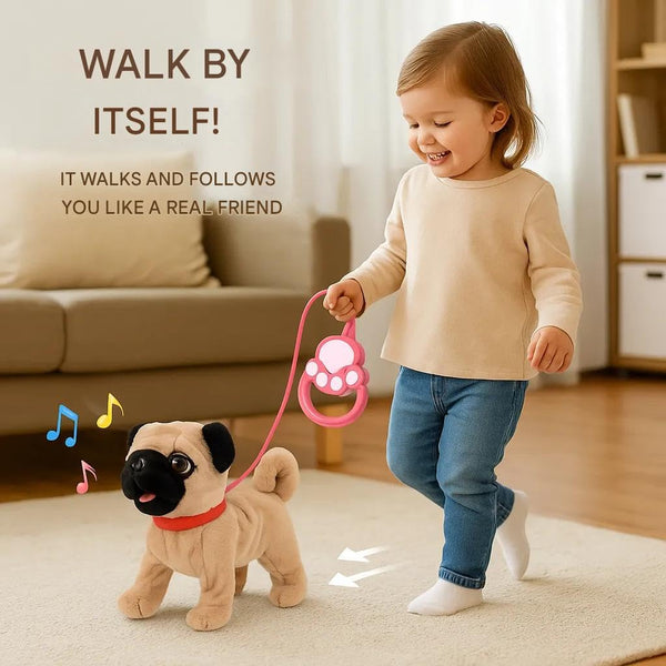 RC Realistic Plush Pug Walking Dog With Music