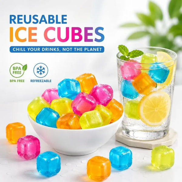 Reusable Ice Cubes BPA Free Colorful Ice Cube Set for Drinks Refreezable Ice Cubes