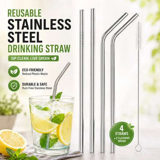 Reusable Stainless Steel Drinking Straw – Eco-Friendly Metal Straw