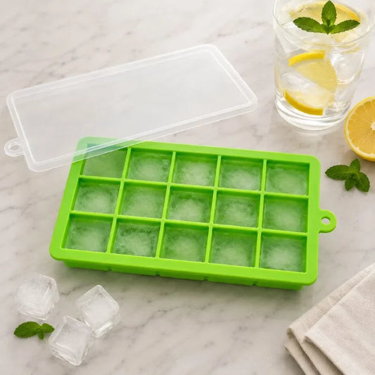 Silicone Ice Cube Tray, 15 Square Cavities