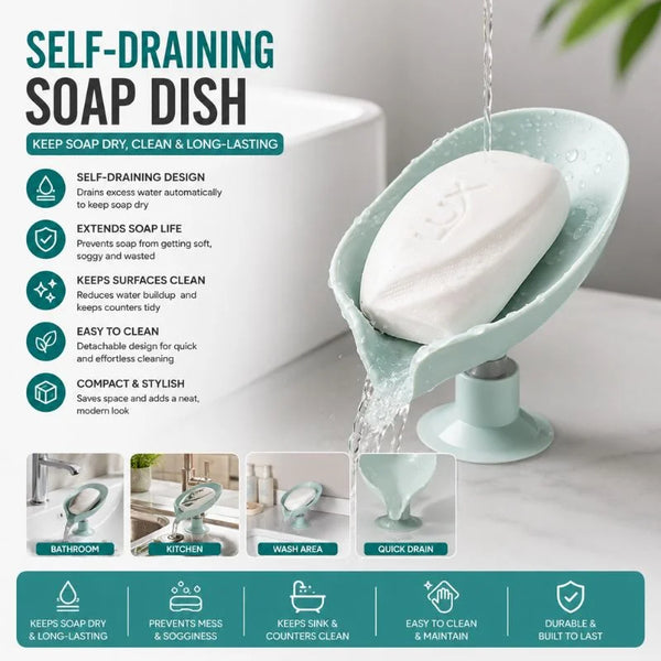 Self-Draining Soap Dish – Quick Drain Soap Holder for Bathroom & Kitchen