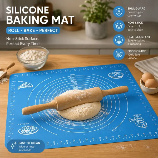 Silicone Baking & Dough Rolling Mat – Roti Mat with Measurement Guide