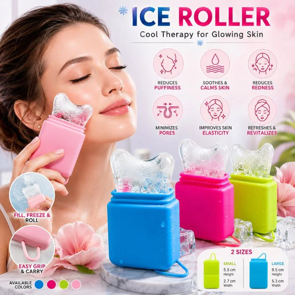 2-Piece Silicone Facial Ice Roller Set – Small & Large Skin Cooling Massagers