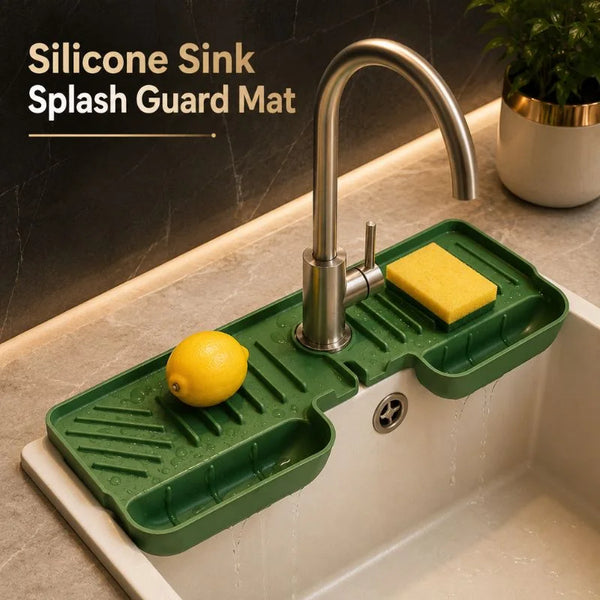Silicone Faucet Splash Guard & Fast-Drying Sink Organizer Mat