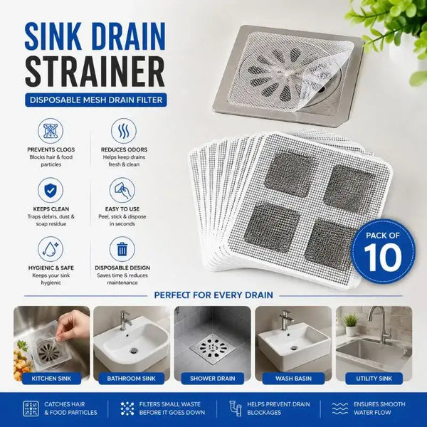 Sink Drain Strainer – Disposable Mesh Drain Filter Pack of 10