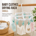 Small Baby Clothes Drying Rack with Rotatable Hook & Strong Clips – Portable Hanging Drying Hanger