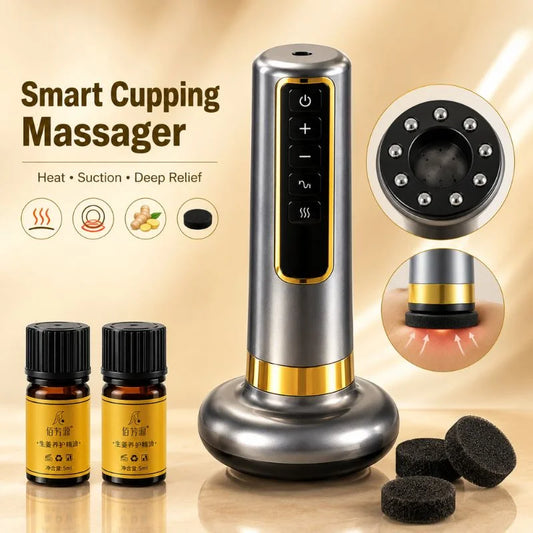 Smart Rechargeable Cupping Massager with Heat Therapy & Suction Relief