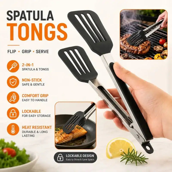 Spatula Tongs – Non Stick Cooking Tongs for BBQ & Kitchen