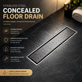 Stainless Steel Concealed Invisible Tile Insert Bathroom Trap Long Linear Floor Drain