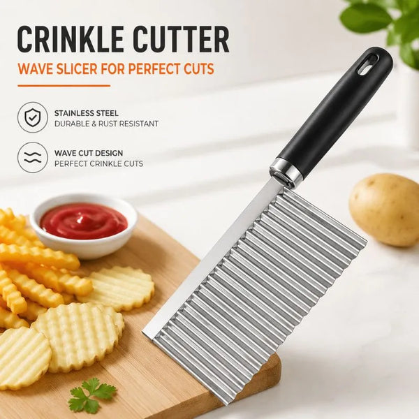 Stainless Steel Crinkle Cutter, Wave Blade Potato & Vegetable Slicer