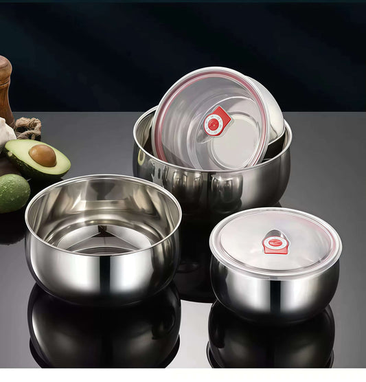 Stainless Steel Food Storage Bowls with Airtight Lids (3 PCS)