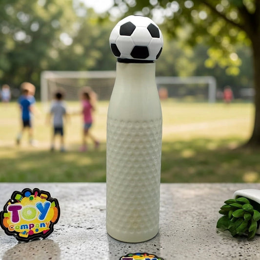 Stainless Steel Football Water Bottle - White