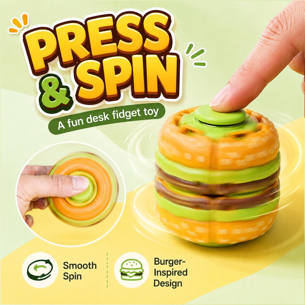 Press & Spin 3D Spinning Burger Toy - 1Pc
