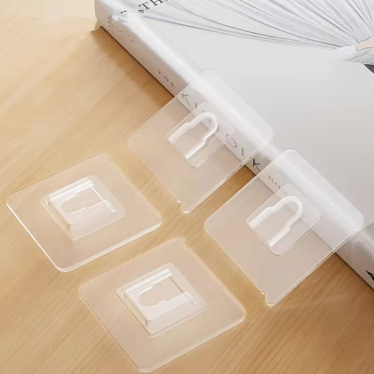 Transparent Adhesive Wall Hooks – Strong Non-Punching Traceless Fixing Sticker (4 Pcs / 2 Pairs)