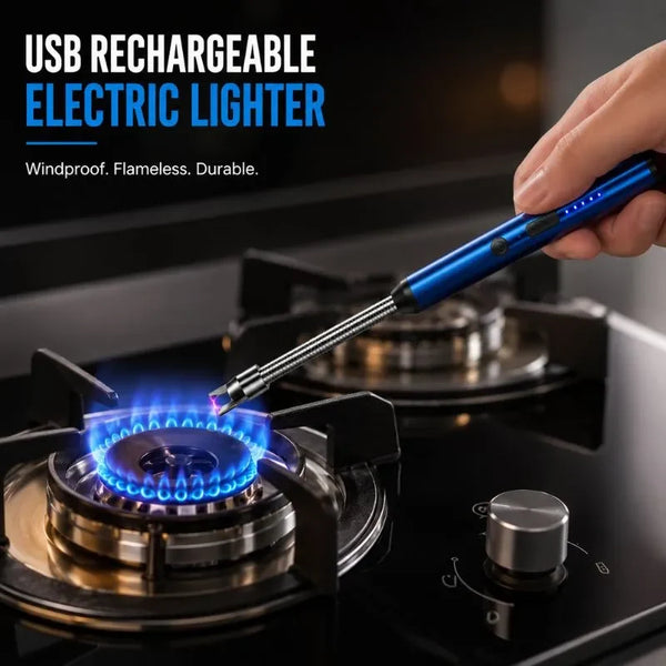 USB Rechargeable Electric Metal Lighter – Windproof, Flameless & Durable