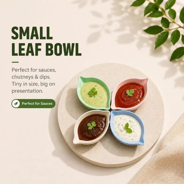 Leaf Shape PVC Spice Dish Set – Multipurpose Serving Bowls for Salt, Pepper & Snacks