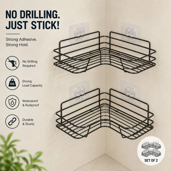 Wall Mounted Corner Storage Rack (Set of 2)