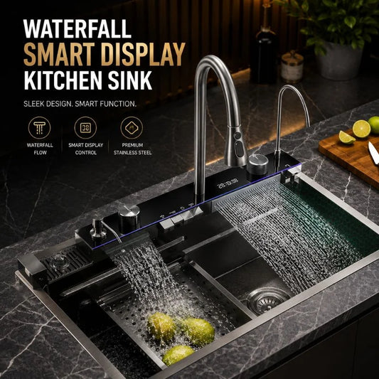 Waterfall Smart Display Stainless Steel Kitchen Sink