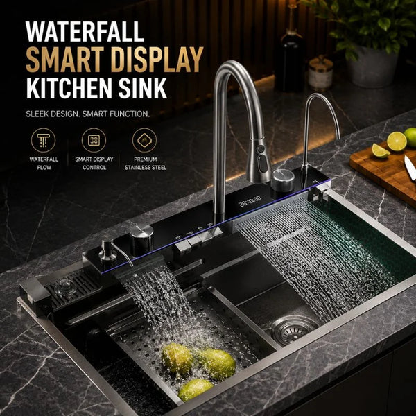 Waterfall Smart Display Stainless Steel Kitchen Sink