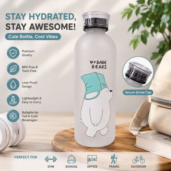 We Bare Bears Frosted Water Bottle – Leakproof Everyday Hydration Bottle
