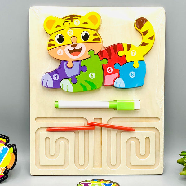 Wooden Mini Tiger Puzzle & White Board