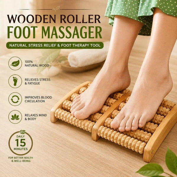 Wooden Roller Foot Massager – Natural Stress Relief & Foot Therapy Tool