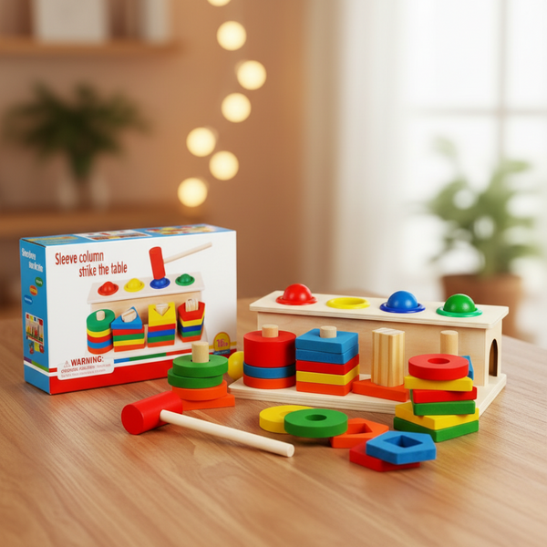Wooden 2in1 Hammer Pounding & Shapes Column