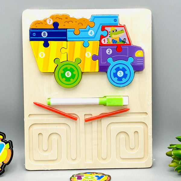 Wooden Mini Dump Puzzle & White Board