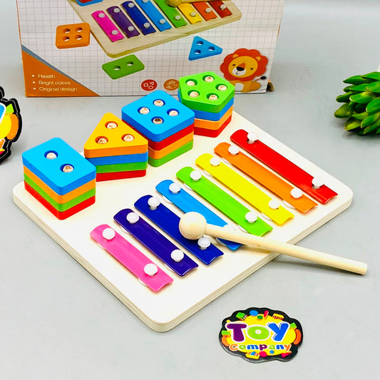 Wooden Montessori Xylophone & Shapes Column
