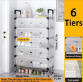 6-tier shoe rack with dustproof storage boxes in white, compact design for home organization